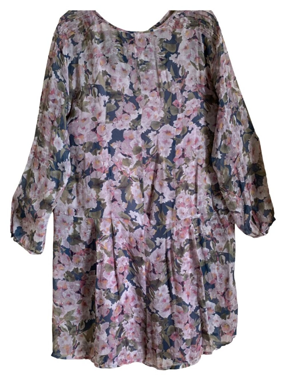 NWOT SUNDANCE Pink Floral Province Rose Silk Georgette Drop Waist Dress Sz XL - Picture 3 of 8